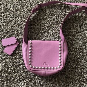 Coach Lavender Crossbody Bag with Silver Studs